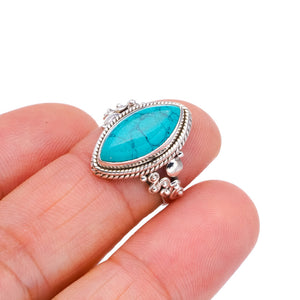 StarGems Natural Turquoise  Handmade 925 Sterling Silver Ring 5.25 F2356
