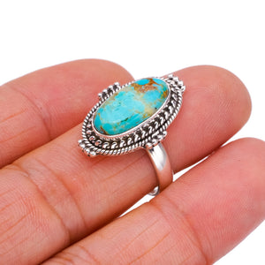 StarGems Natural Turquoise  Handmade 925 Sterling Silver Ring 7.5 F2357