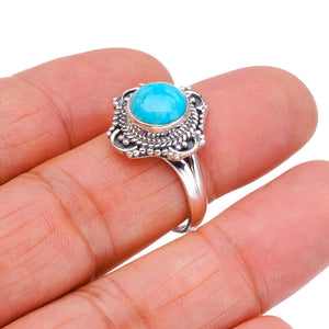 StarGems Natural Turquoise  Handmade 925 Sterling Silver Ring 8.25 F2360