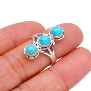 StarGems Natural Turquoise  Handmade 925 Sterling Silver Ring 7.25 F2362