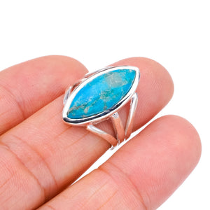 StarGems Natural Turquoise  Handmade 925 Sterling Silver Ring 6.25 F2369