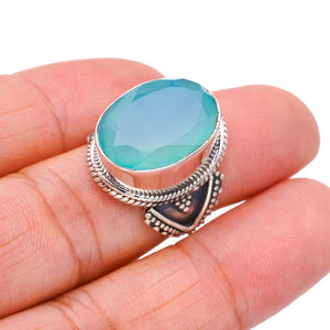 StarGems Natural Chalcedony  Handmade 925 Sterling Silver Ring 7 F3104