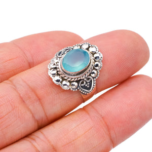 StarGems Natural Chalcedony  Handmade 925 Sterling Silver Ring 6.75 F3124
