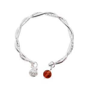 StarGems® Opening Bag and Strawberry Quartz Handmade 999 Sterling Silver Bangle Cuff Bracelet For Women Cb0046