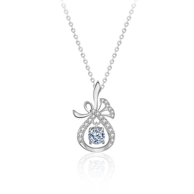 hesy®0.5ct Moissanite 925 Silver Platinum Plated&Zirconia Lucky Bag Necklace B4571