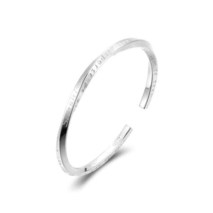 StarGems® Opening Carved Letter Handmade 999 Sterling Silver Bangle Cuff Bracelet For Women Cb0065