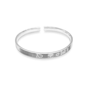 StarGems® Opening Carved Heart Handmade 999 Sterling Silver Bangle Cuff Bracelet For Women Cb0072