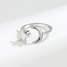 hesy® Star&Moon Adjustable Handmade 925 Sterling Silver Spinning Ring C2531