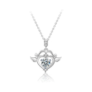 hesy®0.5ct Moissanite 925 Silver Platinum Plated Cupid's Arrow Necklace B4582