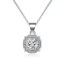 hesy®1ct Moissanite 925 Silver Platinum Plated Zirconia Surrounded Necklace B4587