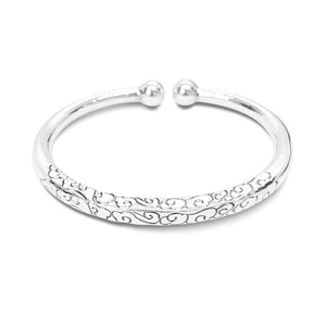 StarGems® Opening Auspicious Clouds Handmade 999 Sterling Silver Bangle Cuff Bracelet For Women Cb0068