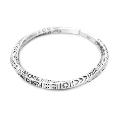 StarGems® Opening Antique Finish Totem Handmade 999 Sterling Silver Bangle Cuff Bracelet For Women Cb0044