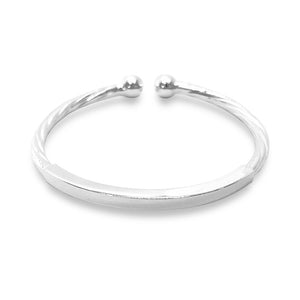 StarGems® Opening Double Beads Twisted Band Handmade 999 Sterling Silver Bangle Cuff Bracelet For Women Cb0080