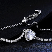 hesy® 2ct Moissanite 925 Silver Platinum Plated Heart-shape Adjustable Bracelet B4717