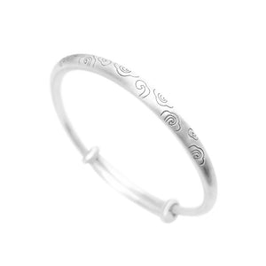 StarGems® Opening Auspicious Clouds Handmade 999 Sterling Silver Bangle Cuff Bracelet For Women Cb0050