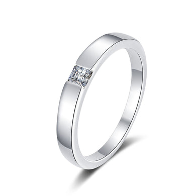 hesy®0.3ct Moissanite 925 Silver Platinum Plated Princess Cut Band Ring B4456