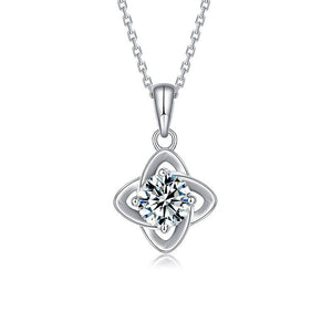 hesy®1ct Moissanite 925 Silver Platinum Plated Four-Leaf Clover Necklace B4580
