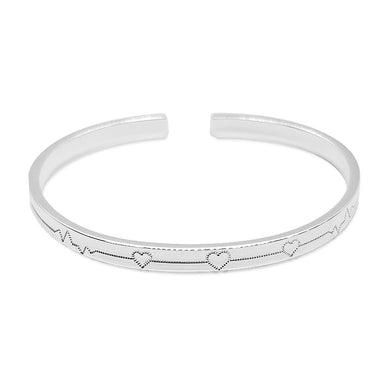 StarGems® Opening Heart Beat Handmade 999 Sterling Silver Bangle Cuff Bracelet For Women Cb0078