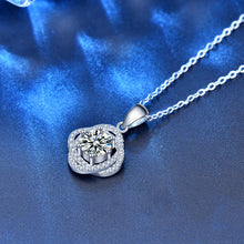 hesy®1ct Moissanite 925 Silver Platinum Plated&Zirconia Rose-Shape Necklace B4597