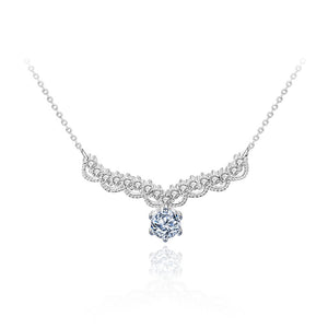 hesy®0.5ct Moissanite 925 Silver Platinum Plated&Zirconia Deer-Shape Necklace B4606