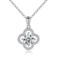 hesy®1ct Moissanite 925 Silver Platinum Plated&Zirconia Clover Necklace B4619