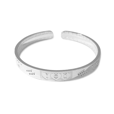 StarGems® Opening 'I Love You' with Heart Handmade 999 Sterling Silver Bangle Cuff Bracelet For Women Cb0064