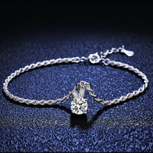 hesy® 1ct Moissanite 925 Silver Platinum Plated Adjustable Rabbit Bracelet B4718