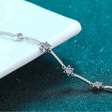hesy® 1ct Moissanite 925 Silver Platinum Plated Adjustable Ten-Star Bracelet B4731