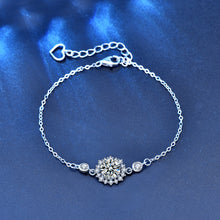 hesy® 1ct Moissanite 925 Silver Platinum Plated Adjustable SunFlower Bracelet B4692