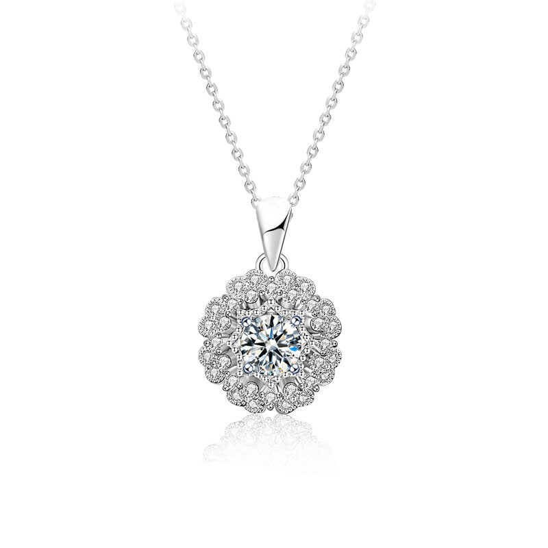 hesy®0.5ct Moissanite 925 Silver Platinum Plated Zirconia Surrounded kaleidoscope Necklace B4585