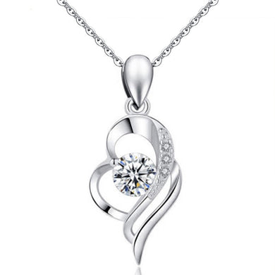 hesy®0.5ct Moissanite 925 Silver Platinum Plated&Zirconia Angel's Wing Necklace B4605